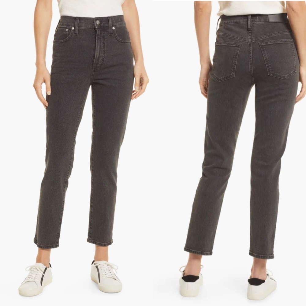 Madewell Lunar Black Wash High Rise Tapered Perfect Vintage Jeans
